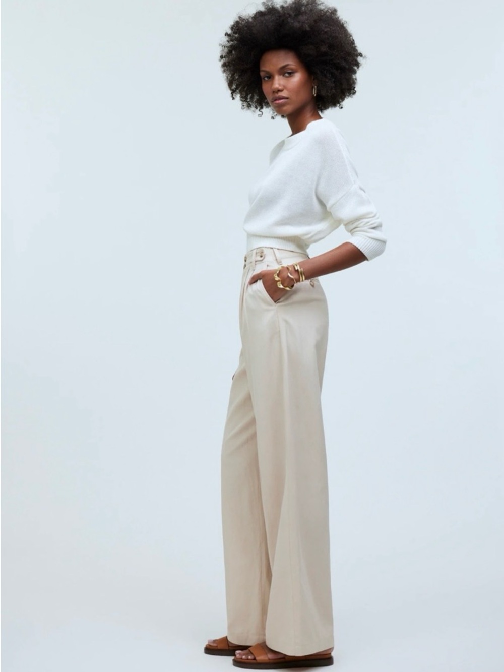 NWT Madewell Harlow Wide Leg Pant in Drapey Twill - Harvest Moon (khaki) Size 2